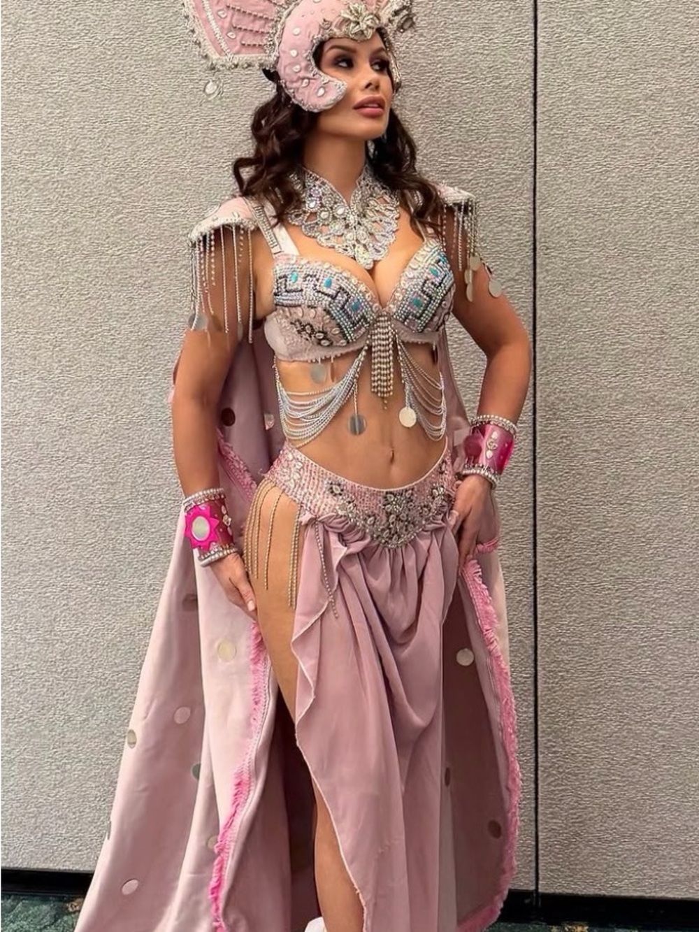 Pink Beaded Showgirl Carnival Costume Set